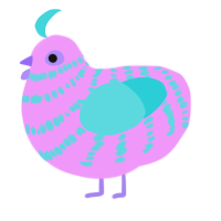 gummybearbeeswarmsim, a lavender and aqua chicken with a bar pattern