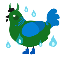 A leaf and sapphire chicken with a neck-band pattern