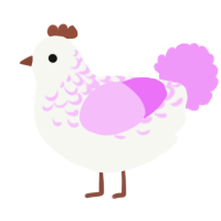 A white and lavender chicken with a half-lace pattern