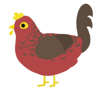A red and bark chicken with a half-lace pattern