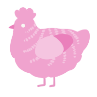 A pink chicken with a half-bar pattern