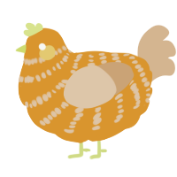A orange and beige chicken with a bar pattern