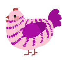 A rose and plum chicken with a bar pattern