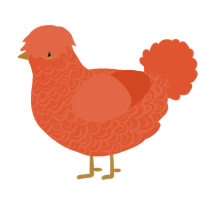 A vermilion chicken with a double-lace pattern