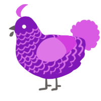 A violet and orchid chicken with a lace pattern