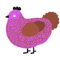 A orchid and russet chicken with a double-lace pattern