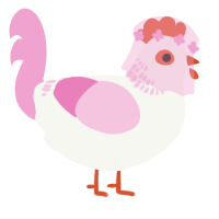 A white and pink chicken with a neck-band pattern