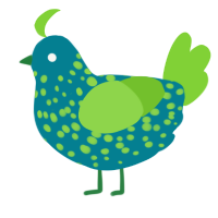 A sea and grass chicken with a speckle pattern