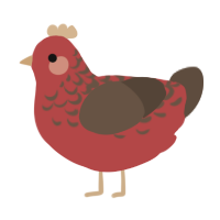A red and bark chicken with a half-lace pattern