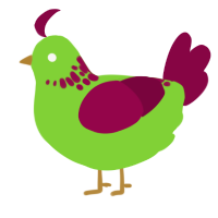 A grass and maroon chicken with a neck-speckle pattern