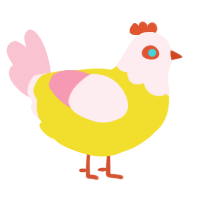 A yellow and rose chicken with a head pattern