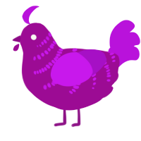 A plum and amethyst chicken with a half-bar pattern