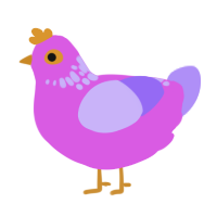 A orchid and lilac chicken with a neck-speckle pattern