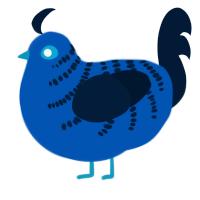 A ultramarine and tumblr chicken with a half-bar pattern
