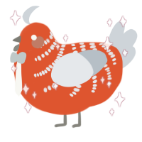 A vermilion and mist chicken with a half-bar pattern