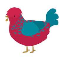 A crimson and sea chicken with a half-lace pattern
