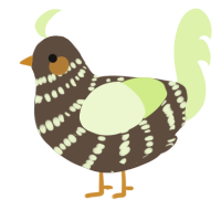 A bark and apple chicken with a bar pattern