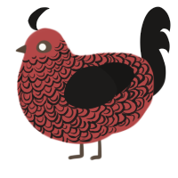 A red and sable chicken with a double-lace pattern