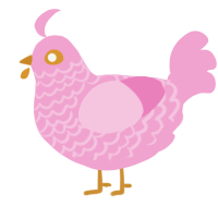 A pink chicken with a lace pattern