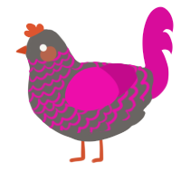 A grey and fuchsia chicken with a lace pattern