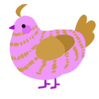 A lavender and gold chicken with a bar pattern