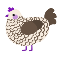 A cream and bark chicken with a lace pattern