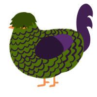 A lilac and gluppy chicken with a lace pattern