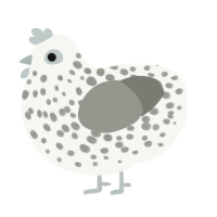 A white and ash chicken with a speckle pattern