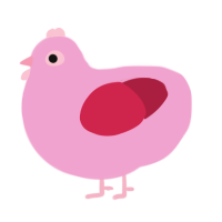 A pink and crimson chicken