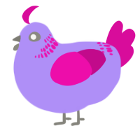 A lilac and fuchsia chicken with a neck-band pattern