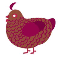 A russet and maroon chicken with a lace pattern