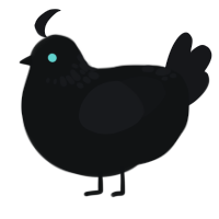 A black and sable chicken with a neck-speckle pattern