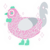 A pink and mist chicken with a double-lace pattern