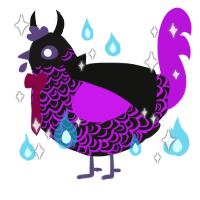 A sable and amethyst chicken with a double-lace pattern