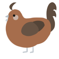 A brown and bark chicken