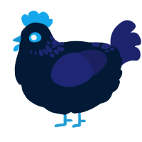 A tumblr and navy chicken with a neck-speckle pattern
