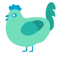 A mint and turquoise chicken
