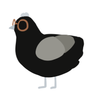 Bagel, a black and ash chicken