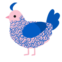 A rose and ultramarine chicken with a double-lace pattern