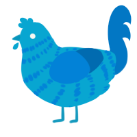 A cerulean and sapphire chicken with a bar pattern