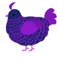 A navy and violet chicken with a lace pattern