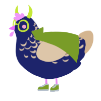 A navy and beige chicken with a half-lace pattern