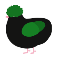 A black and leaf chicken