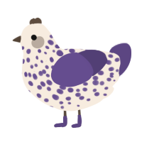 A cream and overcast chicken with a speckle pattern