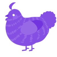 A blurple chicken with a bar pattern