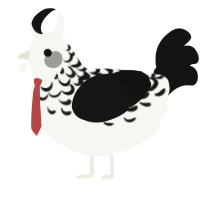 A white and black chicken with a half-lace pattern