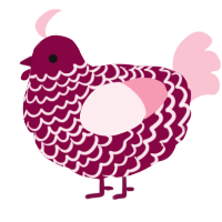 A maroon and rose chicken with a lace pattern