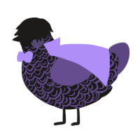 A sable and overcast chicken with a double-lace pattern