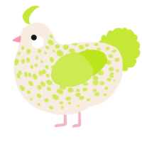 A cream and lime chicken with a speckle pattern