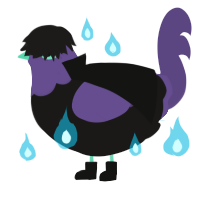 Dabi, a sable and overcast chicken with a head pattern